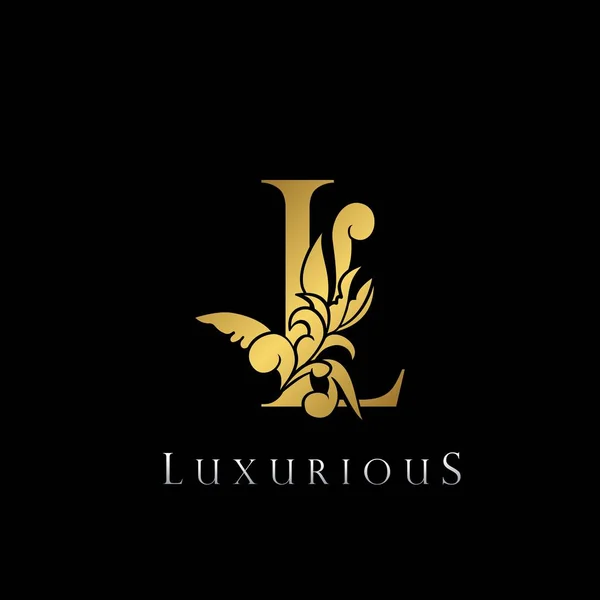 Goldener Buchstabe Luxury Logo Icon Vintage Deco Letter Goldfarbenes Design — Stockvektor