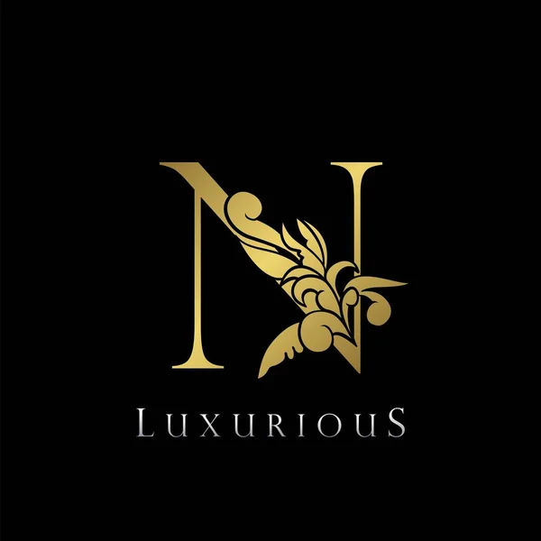 Golden Letter Luxury Logo Icon Vintage Deco Letter Gold Color —  Vetores de Stock