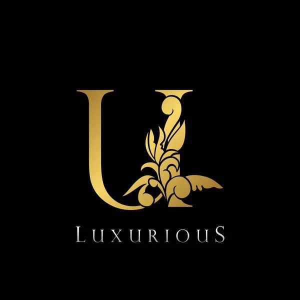 Golden Letter Luxury Logo Icon Vintage Deco Letter Gold Color — Vetor de Stock