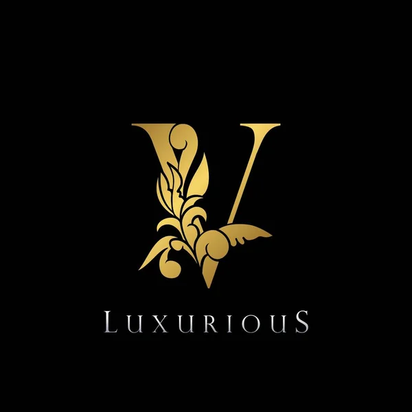 Golden Letter Luxury Logo Icon Vintage Deco Levél Gold Color — Stock Vector