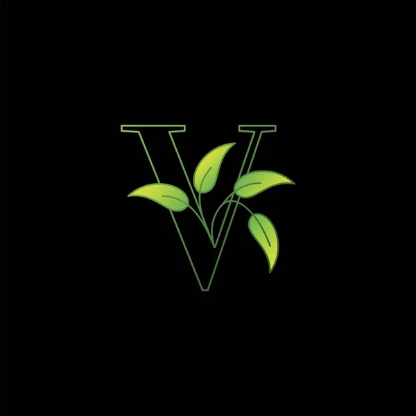 Green Nature Leaf Letter Initial Logo Icon Concept Monogram Leaves — 스톡 벡터