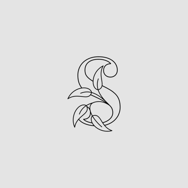 S Harfi İlk Logo Simgesi Doğa Şablon Tasarımı Bırakıyor