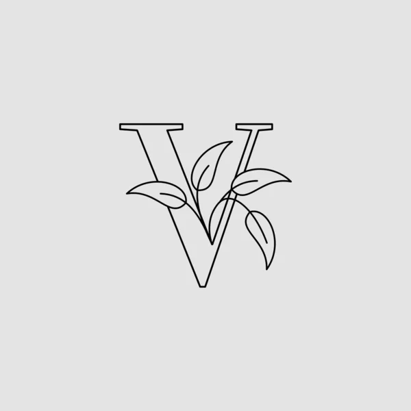 Esquema Letra Logo Inicial Icono Monograma Naturaleza Hojas Plantilla Diseño — Vector de stock