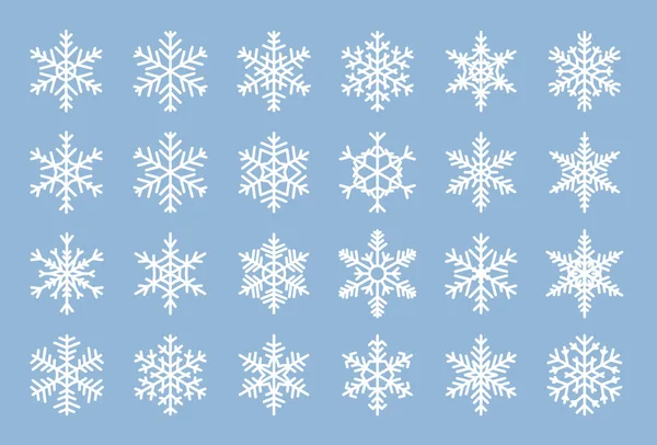 雪花扁平图标冬季冰晶矢量集 — 图库矢量图片