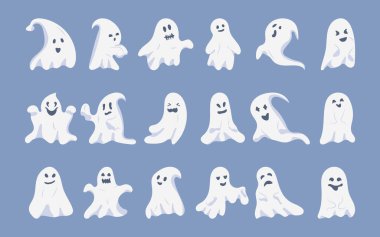 Hayalet Cadılar Bayramı düz şirin şeytani vektör seti