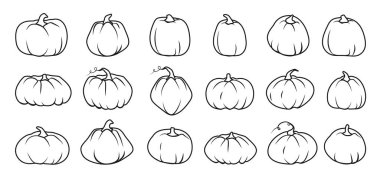 Sonbahar balkabağı karalama ikonu Şükran Günü vektörü seti