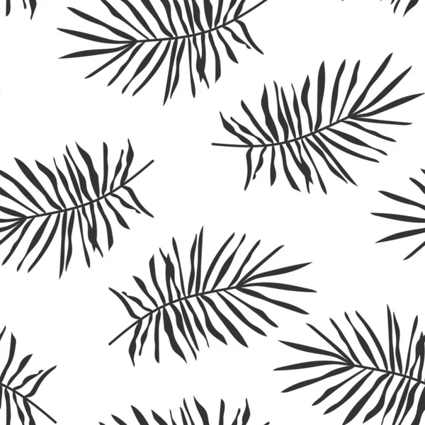 Vecteur de motif sans couture de feuilles de palmier tropicales noires — Image vectorielle