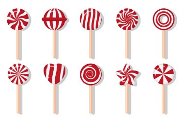 Lolipoplar Xmas Noel çizgi film kırmızı vektör seti