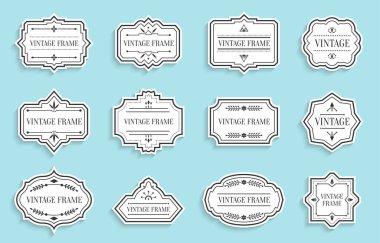 Retro vintage beyaz etiketler kağıt kesme vektör kümesi