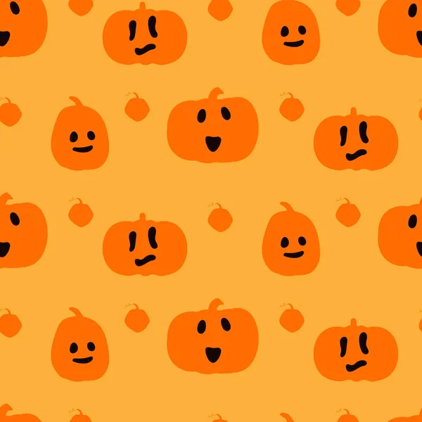 Caras de calabaza patrón sin costuras impresión vector de tela — Archivo Imágenes Vectoriales