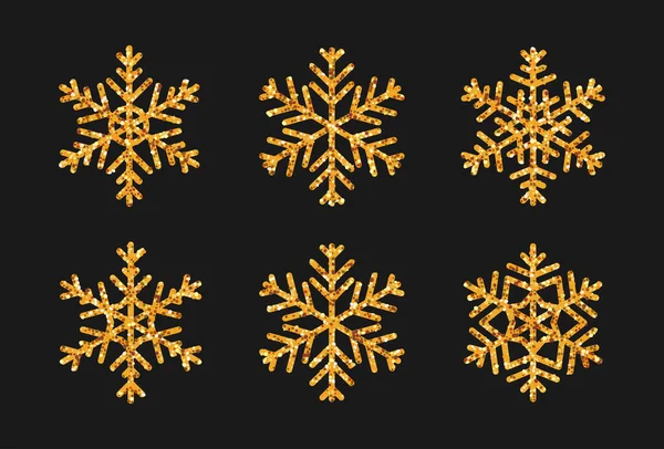 Золотий блиск сніжинки блищить світяться Векторний набір — стоковий вектор