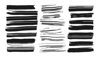 Siyah boya fırça darbeleri grunge vektör kümesi