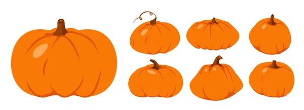 Otoño calabaza naranja plana juego de vectores de Acción de Gracias — Vector de stock