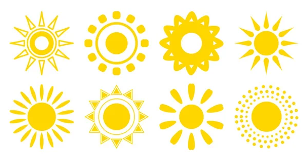 Sun flat icon logotype summer web sign vector set — Stock Vector