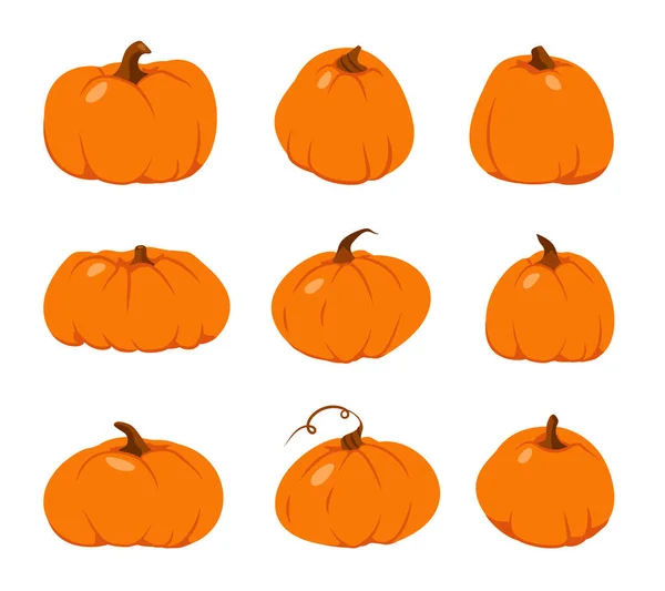 Herfst pompoen oranje platte Thanksgiving vector set — Stockvector