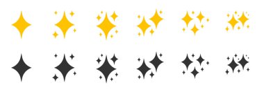 Sarı siyah düz parlak yıldız ışıltı vektör kümesi