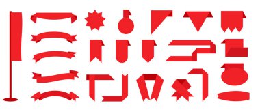 Kırmızı kurdele düz set boş bant satış vektörü