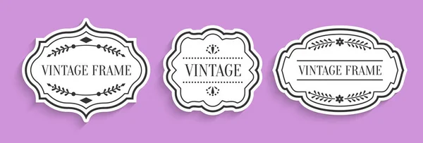Retro Vintage White Etiketten Papier Schnitt Vektor Set — Stockvektor