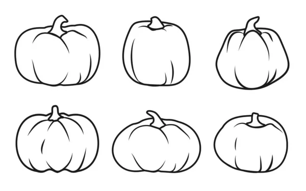 Ensemble de vecteurs d'Action de grâces pour l'icône de gribouillage de citrouille d'automne — Image vectorielle