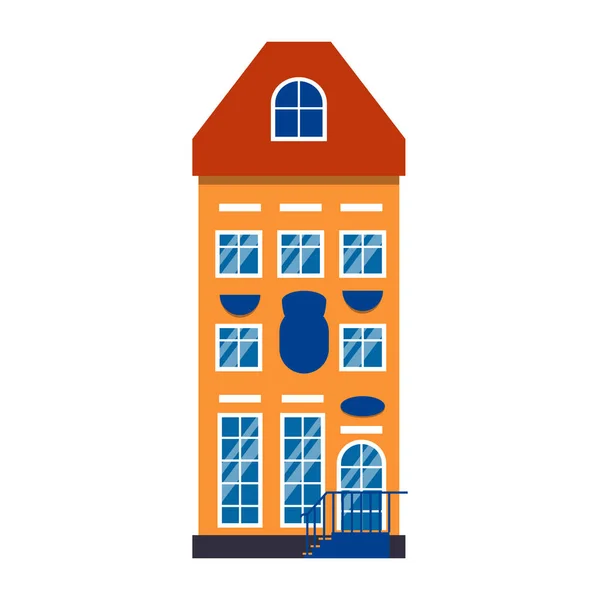 Cartoon huis kleurrijke Amsterdam icoon vector — Stockvector