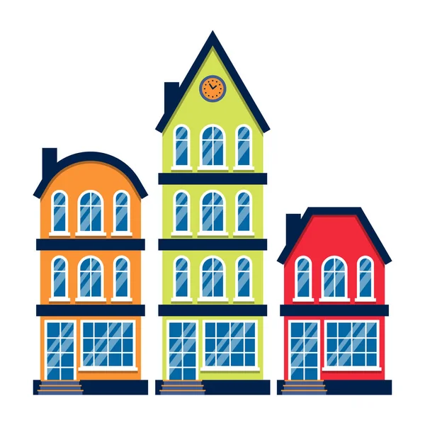 Cartoon huizen kleurrijke Amsterdam vector single — Stockvector