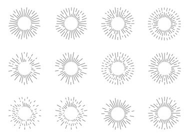 Parlak güneş patlaması retro ışık vektörü seti