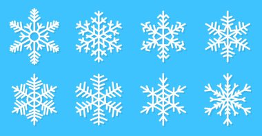 Kar Taneleri düz ikon buz kristal vektörü kümesi