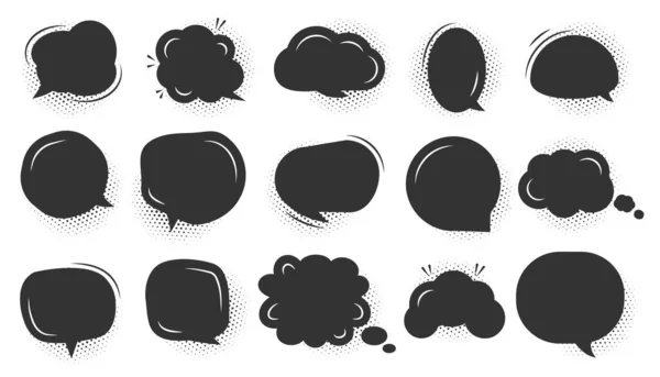Чорний комікс говорить піктограму повідомлення бульбашки Векторний набір — стоковий вектор