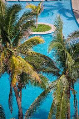 Boş otel Havuzu, yaz sonu.