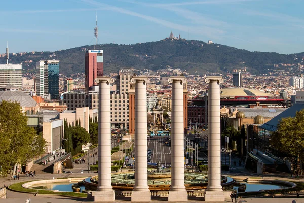 Barcelona Spanje April 2018 Grote Torens Mnac Museum Voor Schone — Stockfoto