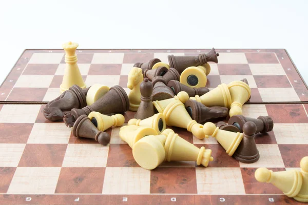 Plastic Chess Board White Background — Stock Photo, Image