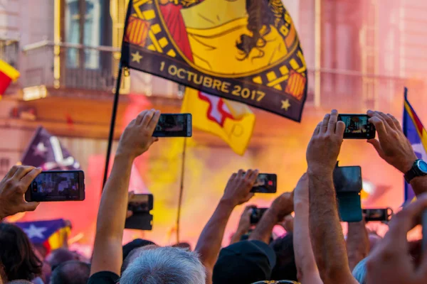 Barcelona Katalánsko Španělsko Září 2018 Osoby Žádající Nezávislosti Práva Barcelona — Stock fotografie