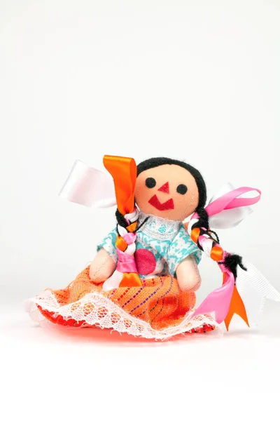 Mexicana Boneca Tradicional Superfície Branca — Fotografia de Stock