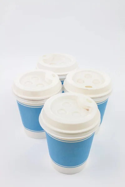 Blue Craft Кавові Чашки Ізольовані Білому Тлі — стокове фото