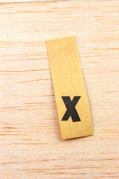 Close Shot Letter Sticker Attached Wooden Surface — Stock Photo, Image