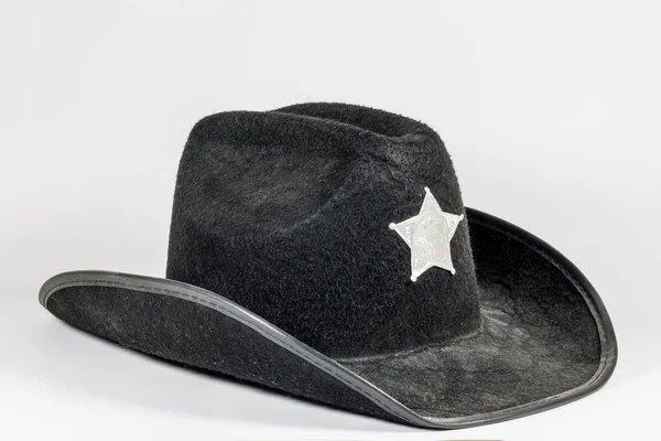 Beyaz Üzerine Izole Edilmiş Siyah Kovboy Şapkası Yakın Çekim — Stok fotoğraf