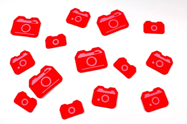 Red Camera Stickers isolated on white