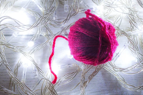 Yarn Ball Christmas Lights — Stock Photo, Image