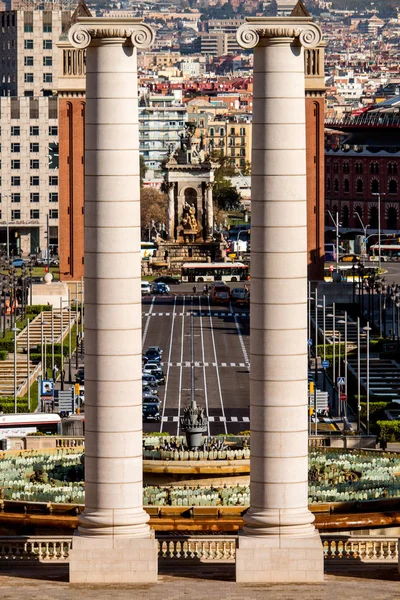 Barcelona Spanje April 2018 Grote Torens Mnac Museum Voor Schone — Stockfoto