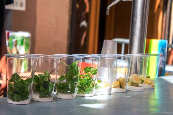 Making Mojito on bar counter