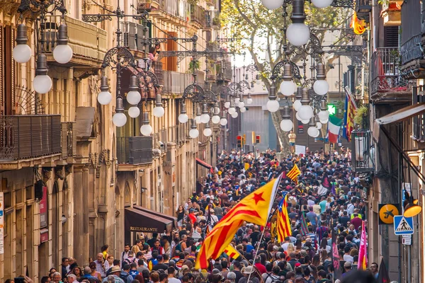 Barcelona Katalonya Spanya Eylül 2018 Barcelona Merkezi Bağımsızlık Hakları Olduğunu — Stok fotoğraf