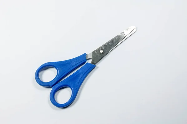 One Blue Scissors White Background — Stock Photo, Image