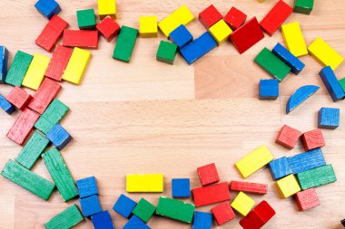 close-up shot of wooden blocks on wooden background