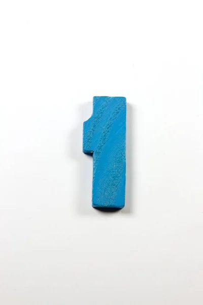 Wooden Blue Number Isolated White Background — Stock Photo, Image