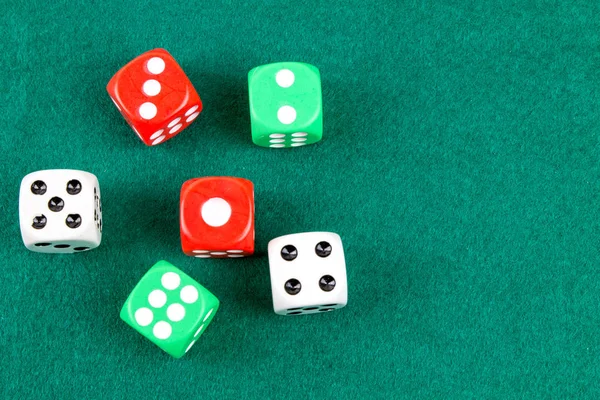 Póker Kocka Zöld Szerencsejáték Asztal — Stock Fotó