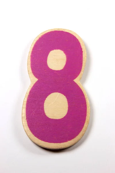 Деревянный Фиолетовый Число Изолированы Белом Фоне — стоковое фото