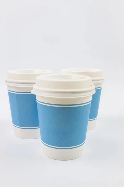 Blue Craft Кавові Чашки Ізольовані Білому Тлі — стокове фото