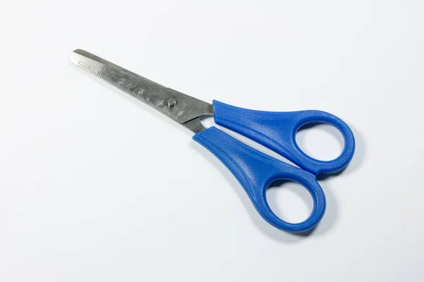 One Blue Scissors White Background — Stock Photo, Image