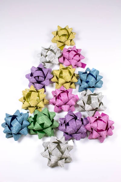 Fitas Presente Coloridas Isoladas Branco Para Natal — Fotografia de Stock