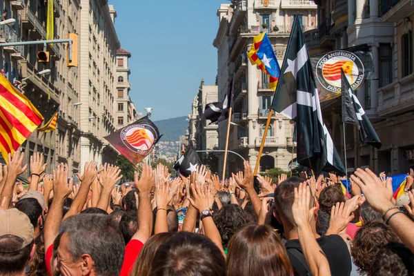 Barcelona Katalonien Spanien September 2018 Leute Die Für Unabhängigkeitsrechte Barcelona — Stockfoto